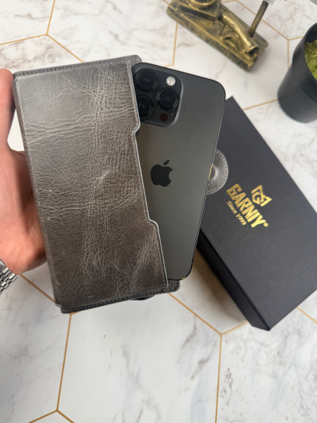 Garniy Telefon Bölmeli Tutamaçlı Büyük Bölmeli Gri Cüzdan