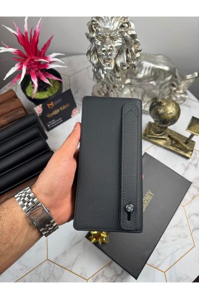 Hakiki Deri Telefon Bölmeli Cüzdan 38717 SİYAH