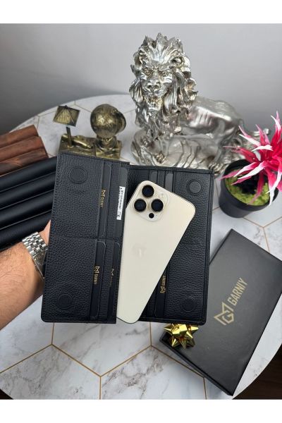 Hakiki Deri Telefon Bölmeli Cüzdan 38717 SİYAH