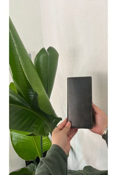 Hakiki Deri Telefon Bölmeli Unisex Cüzdan 38701 KOYU YEŞİL