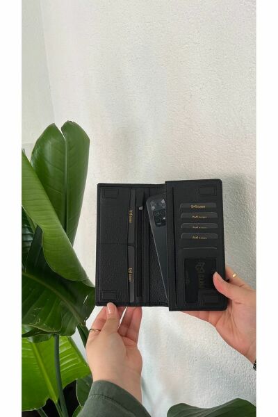 Hakiki Deri Telefon Bölmeli Unisex Cüzdan 38701 SİYAH
