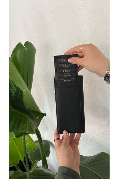 Hakiki Deri Telefon Bölmeli Unisex Cüzdan 38701 SİYAH
