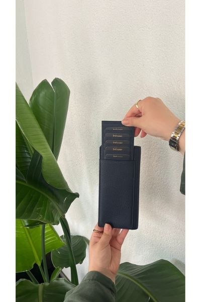 Hakiki Deri Telefon Bölmeli Unisex Cüzdan 38701 LACİVERT