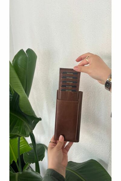 Hakiki Deri Telefon Bölmeli Unisex Cüzdan 38701 KAHVE