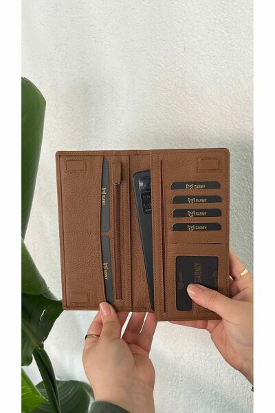 Hakiki Deri Telefon Bölmeli Unisex Cüzdan 38701 AÇIK KAHVE