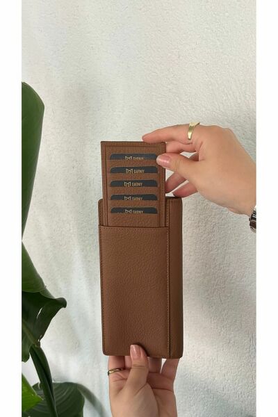 Hakiki Deri Telefon Bölmeli Unisex Cüzdan 38701 AÇIK KAHVE