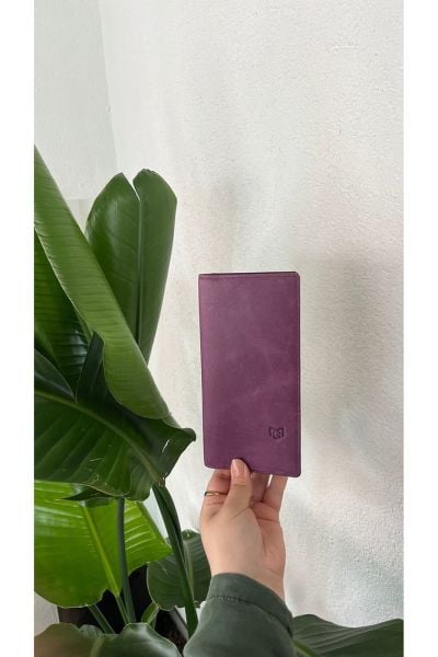 Hakiki Deri Telefon Bölmeli Unisex Cüzdan 38701 MOR