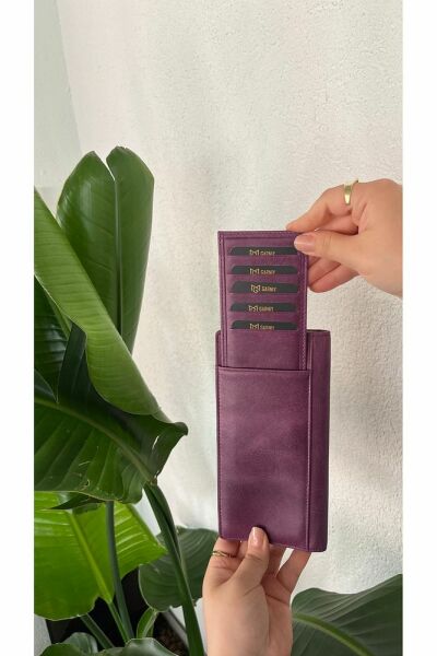 Hakiki Deri Telefon Bölmeli Unisex Cüzdan 38701 MOR