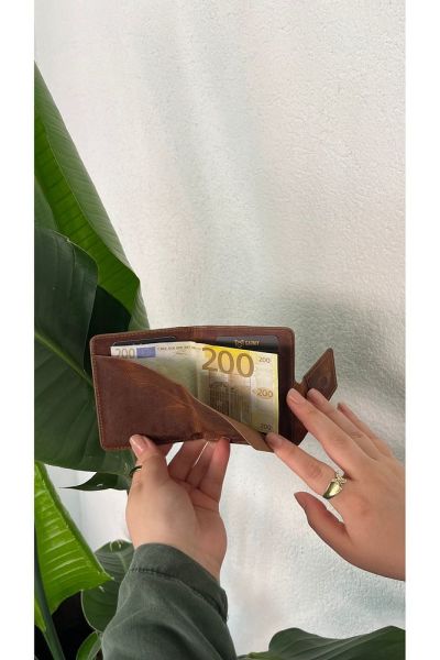 Hakiki Deri Cüzdan & Kartlık 1706 KAHVE