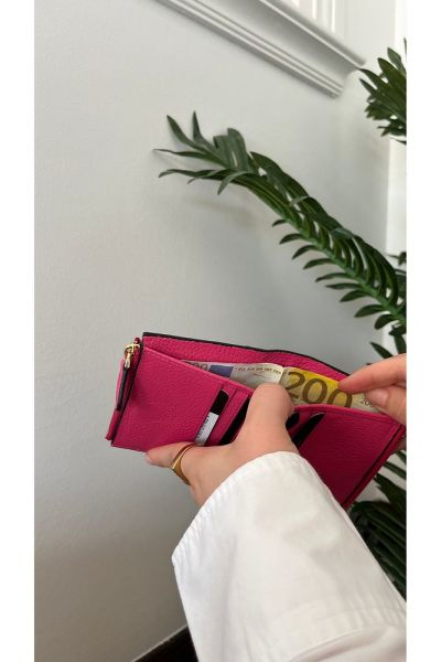 Hakiki Deri Fermuarlı Kartlık 3702 FUŞYA
