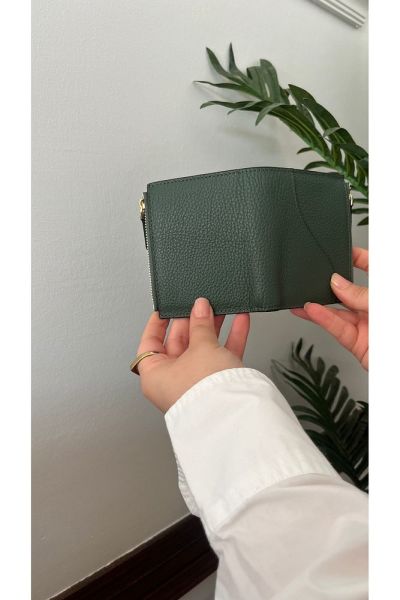 Hakiki Deri Fermuarlı Kartlık 3702 YEŞİL