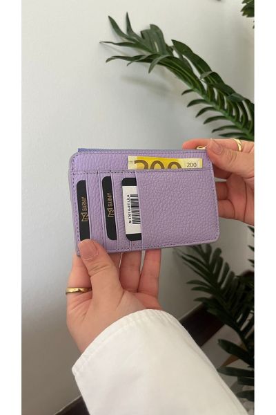 Hakiki Deri Lila Cüzdan Kartlık 3701