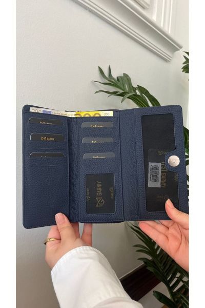 Hakiki Deri Kadın Cüzdan 38713 LACİVERT
