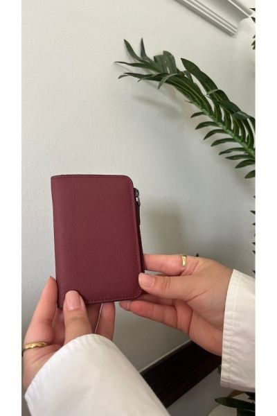 Unısex Hakiki Deri Cüzdan & Kartlık 3704 BORDO
