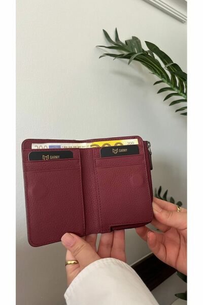 Unısex Hakiki Deri Cüzdan & Kartlık 3704 BORDO