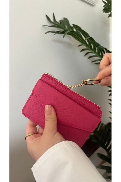 Unisex Hakiki Deri Cüzdan & Kartlık 3701 FUŞYA