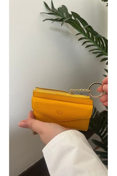 Unisex Hakiki Deri Cüzdan & Kartlık 3701 SARI