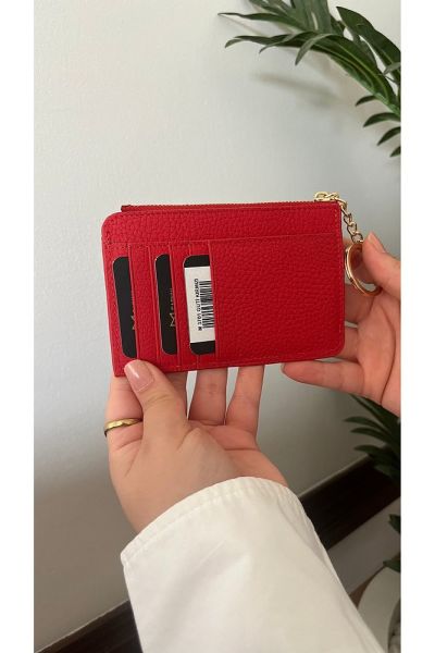 Unisex Hakiki Deri Cüzdan & Kartlık 3701 KIRMIZI