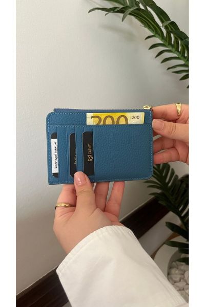 Unisex Hakiki Deri Cüzdan & Kartlık 3701 TURKUAZ