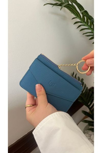 Unisex Hakiki Deri Cüzdan & Kartlık 3701 TURKUAZ