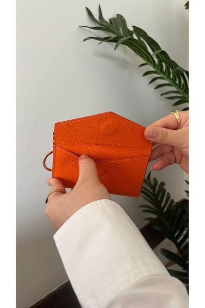 Unisex Hakiki Deri Cüzdan & Kartlık 3701 TURUNCU
