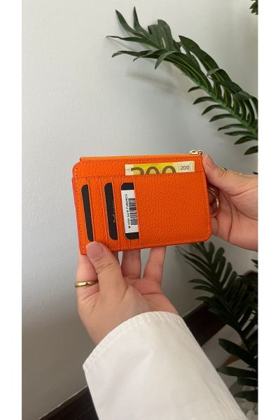 Unisex Hakiki Deri Cüzdan & Kartlık 3701 TURUNCU