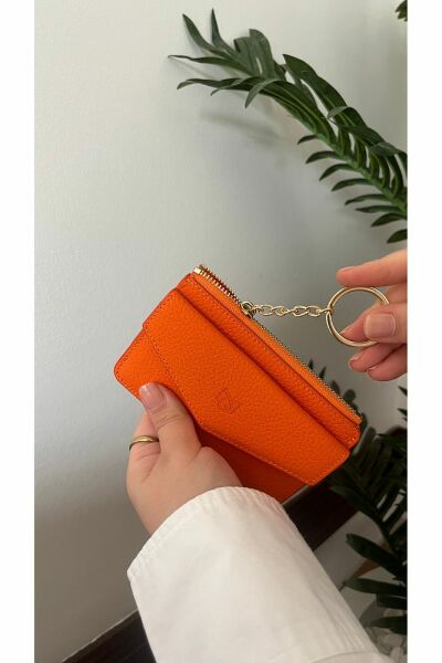 Unisex Hakiki Deri Cüzdan & Kartlık 3701 TURUNCU