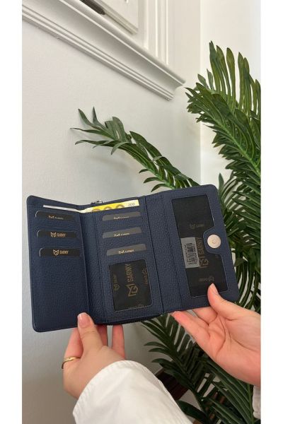 Hakiki Deri Kadın Cüzdan 38712 LACİVERT