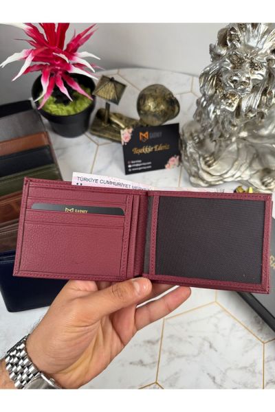 Hakiki Deri Erkek Cüzdan Bordo Renk 28723