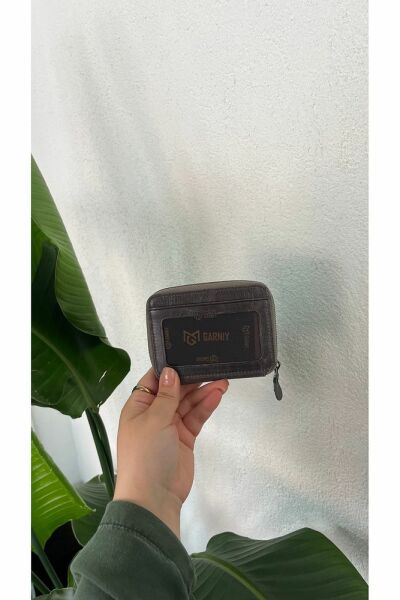 Unısex Hakiki Deri Cüzdan & Kartlık 3703 GRİ - Tek Ebat