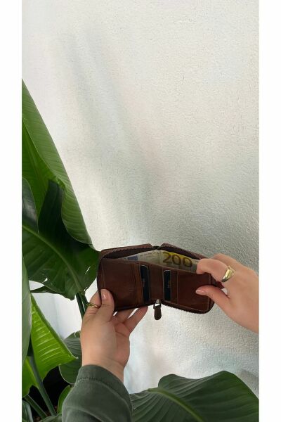 Unısex Hakiki Deri Cüzdan & Kartlık 3703 KAHVERENGİ - Tek Ebat