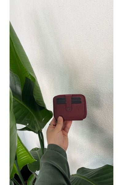 Unısex Hakiki Deri Cüzdan & Kartlık 3703 BORDO - Tek Ebat