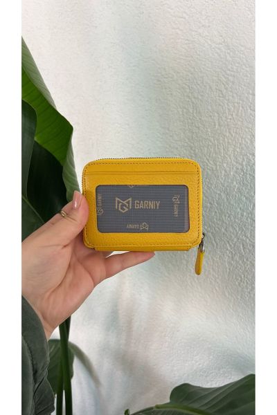 Unısex Hakiki Deri Cüzdan & Kartlık 3703 SARI - Tek Ebat