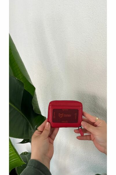 Unısex Hakiki Deri Cüzdan & Kartlık 3703 KIRMIZI - Tek Ebat