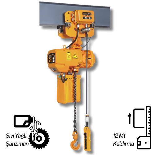 2 Ton Monoray Tek Zincirli Elektrikli Vinç 12 Mt