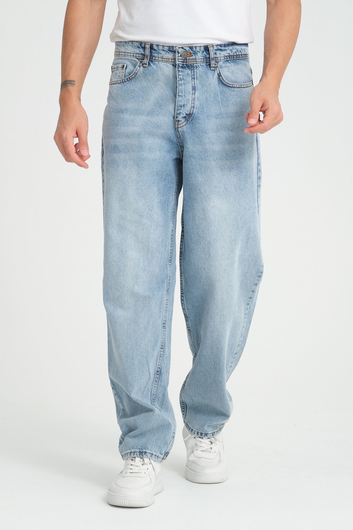 Unisex Bol Kesim Baggy Jean Pantolon AÇIK MAVİ - 29-34