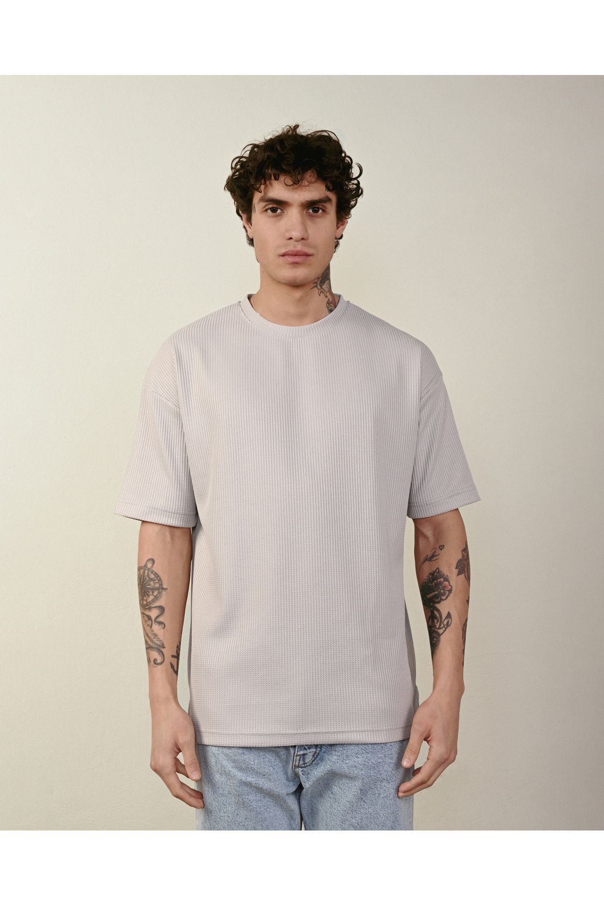 Erkek Oversize 1. Kalite T-Shirt GRİ - M