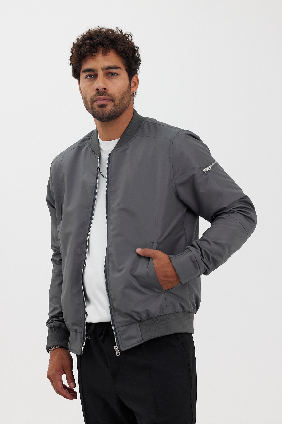 Erkek Premium Regular Bomber Ceket FÜME - XL