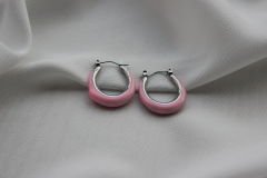 Pembe Taşlı Hilal Küpe