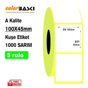 100x45 Kuşe Etiket 1000 Sarım 5 RULO