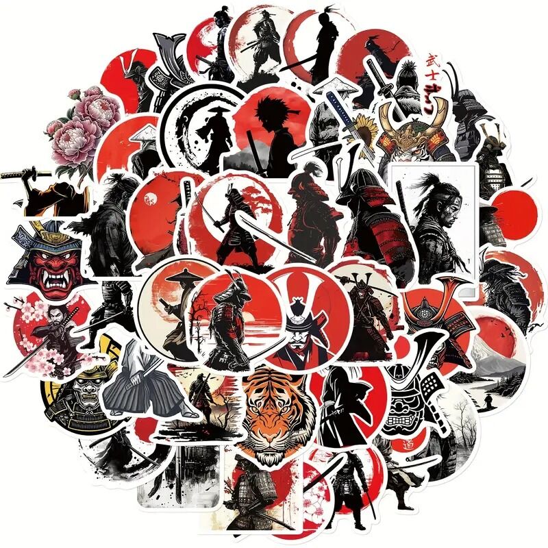 Samurai ve Katana Serisi Su Geçirmez Sticker - 12 Adet