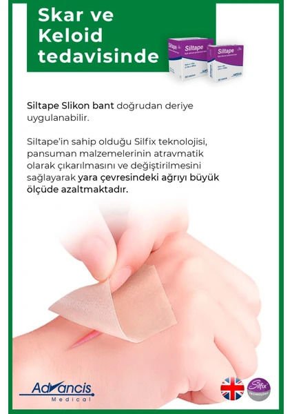 Advancis UK Siltape Soft Silikon Bant -dikiş izi-sezaryen-yanık-estetik 4cm x1,5