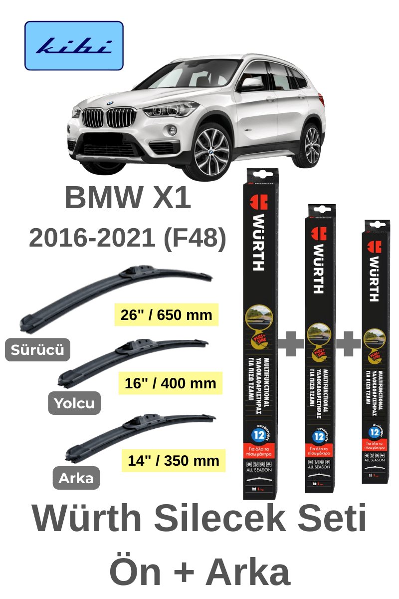 BMW X1 Silecek Seti Ön+Arka 2016-2021 F48