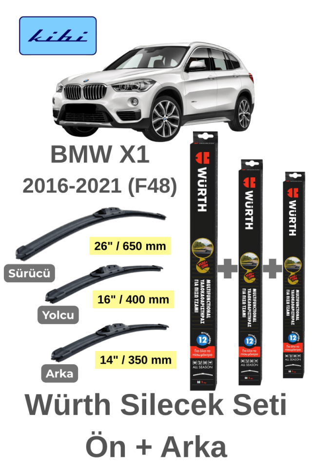 BMW X1 Silecek Seti Ön+Arka 2016-2021 F48