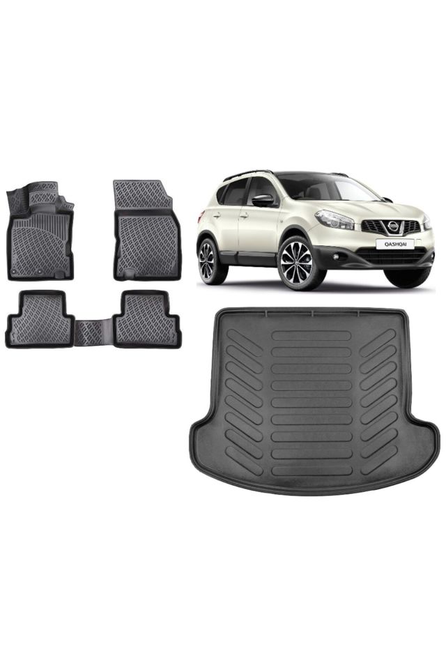 Nissan Qashqai +2 2011 (7 koltuk) Model 3D Bagaj Havuzu+3D Havuzlu Araca Özel Paspas Takımı