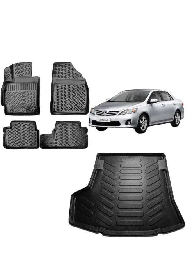 Toyota Corolla Sedan 2008 Model 3D Bagaj Havuzu+3D Havuzlu Araca Özel Paspas Takımı