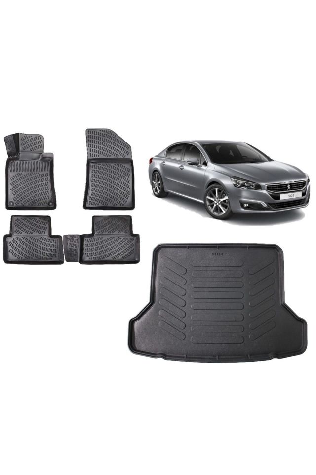 Peugeot 508 Allure 2016 Model 3D Bagaj Havuzu+3D Havuzlu Araca Özel Paspas Takımı