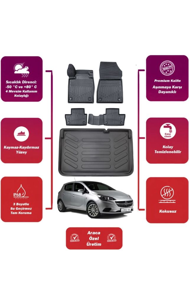 opel corsa e 2016 model bagaj havuzu+4d araca özel havuzlu paspas takımıı Maxii