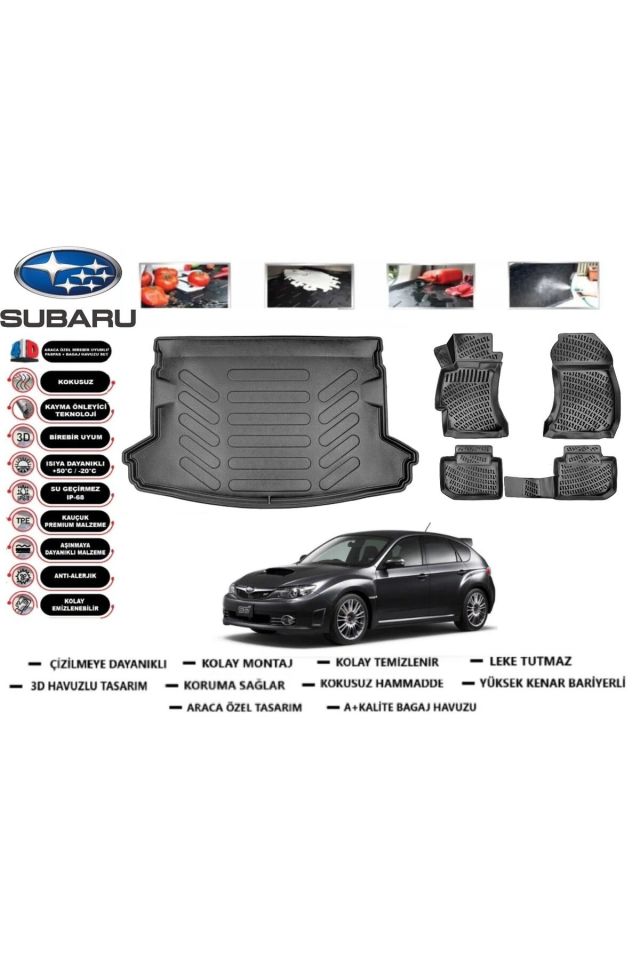 Subaru İmpreza 2014 Model Bagaj Havuzu Araca Özel Paspas Takımı Prrox