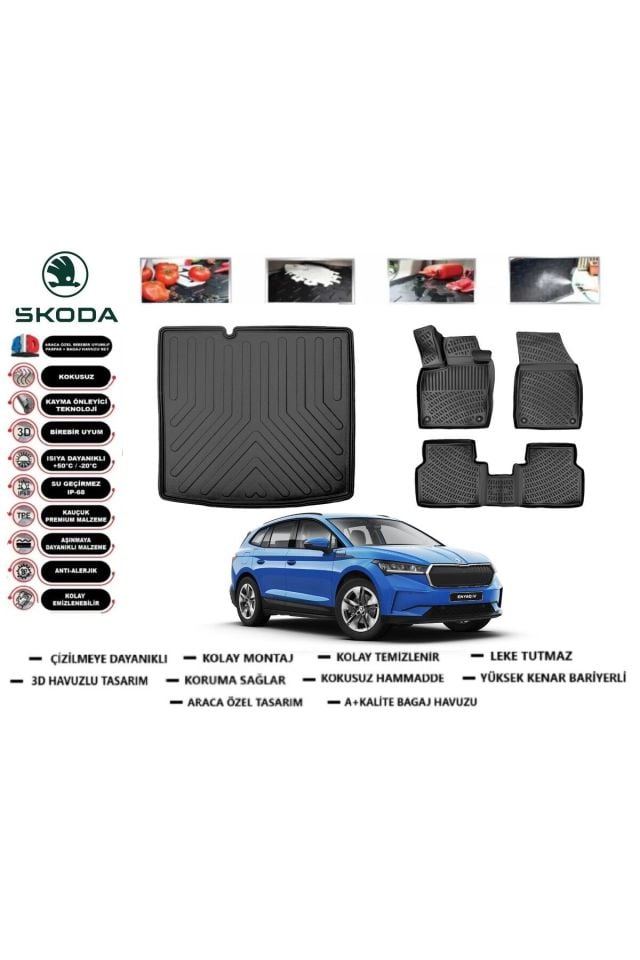 Skoda Enyaq 2022 Model Bagaj Havuzu Araca Özel Paspas Takımı Prrox